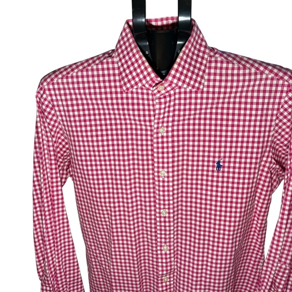 Polo Ralph Lauren Custom Fit Pink Plaid Button Up Shirt Mens Size 15  32/33 - Picture 3 of 6